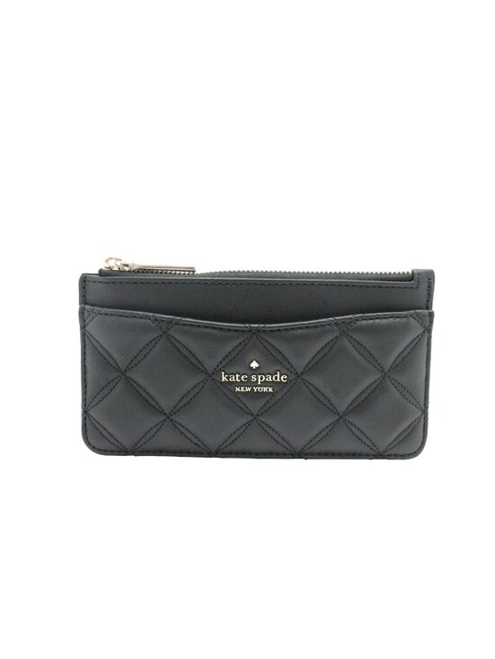 kate spade Handbags - kate spade black quilted zip card wallet with gold-tone logo